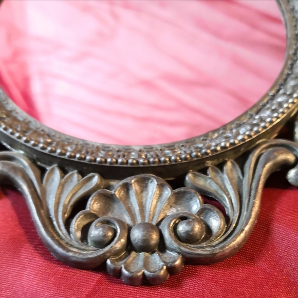 Vintage Oval Ornate Mirror Metal Frame Antique Wall Decoration - Picture 9 of 10